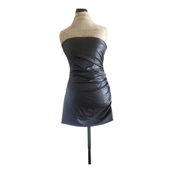 Zara Leather effect Black Mini Dress size Large - Picture 6 of 10